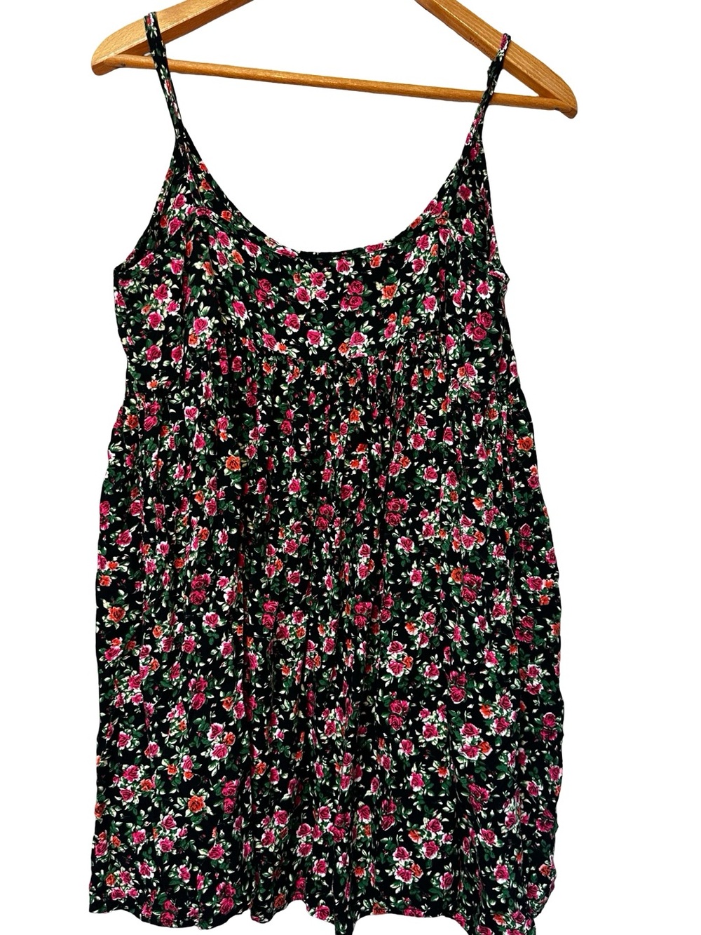 Natural Life Black Red Rose Floral Babydoll Mini Dress Large Whimsigoth Boho